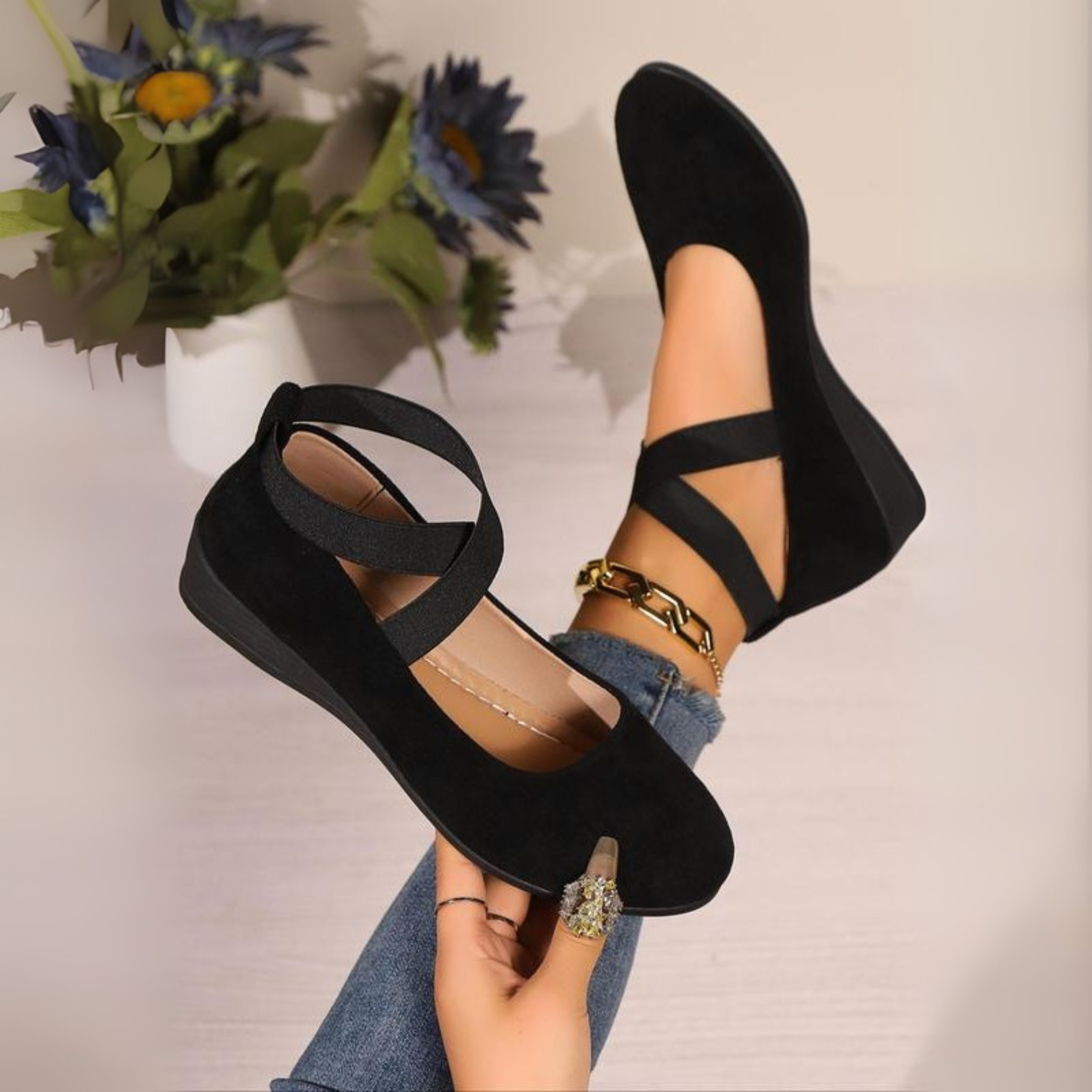 Ballerines femme | Chaussures confort à brides croisées