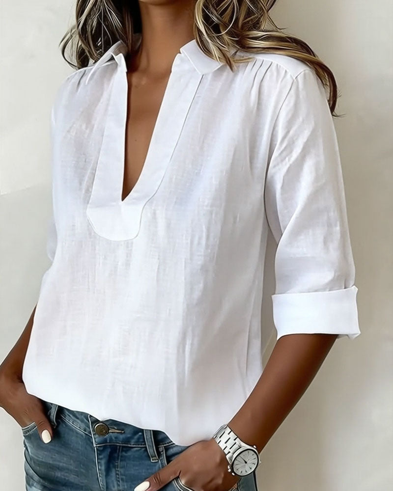 Blouse femme | Blouse décontractée à col V