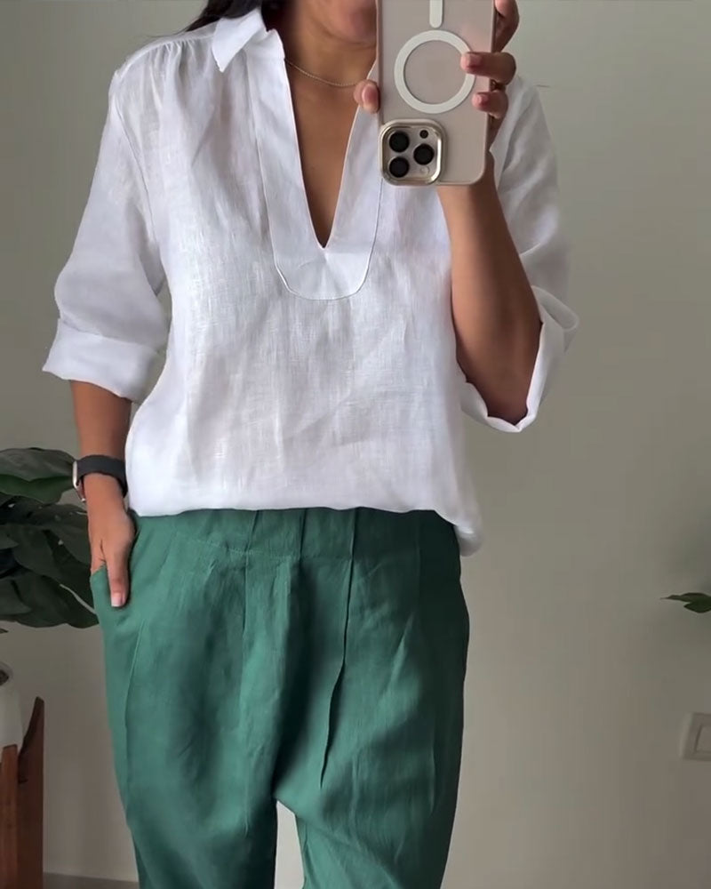 Blouse femme | Blouse décontractée à col V