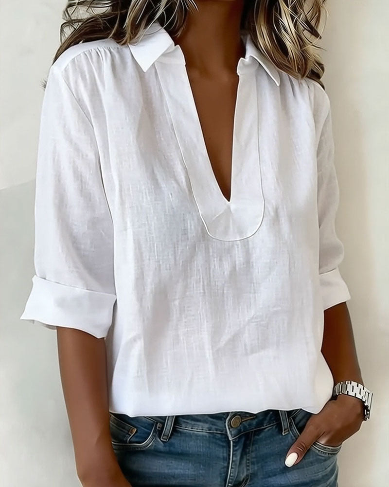 Blouse femme | Blouse décontractée à col V
