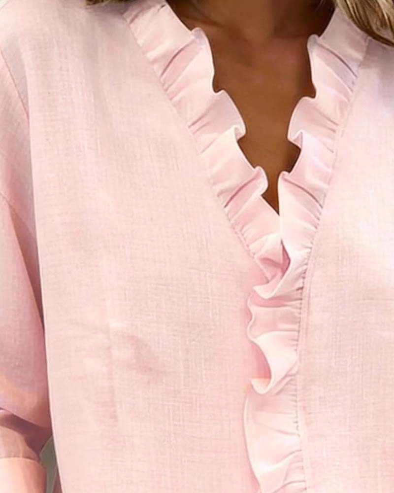 Blouse femme | Blouse élégante à col volanté