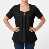 Blouse femme | Top à manches courtes avec gilet ouvert