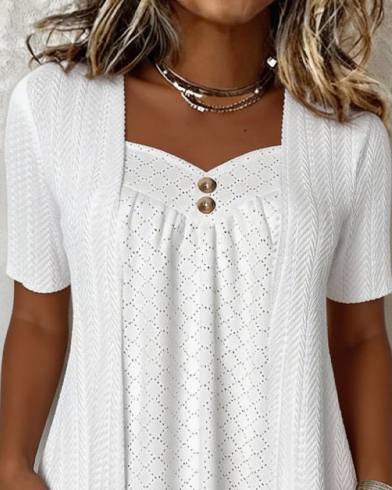 Blouse femme | Top à manches courtes avec gilet ouvert