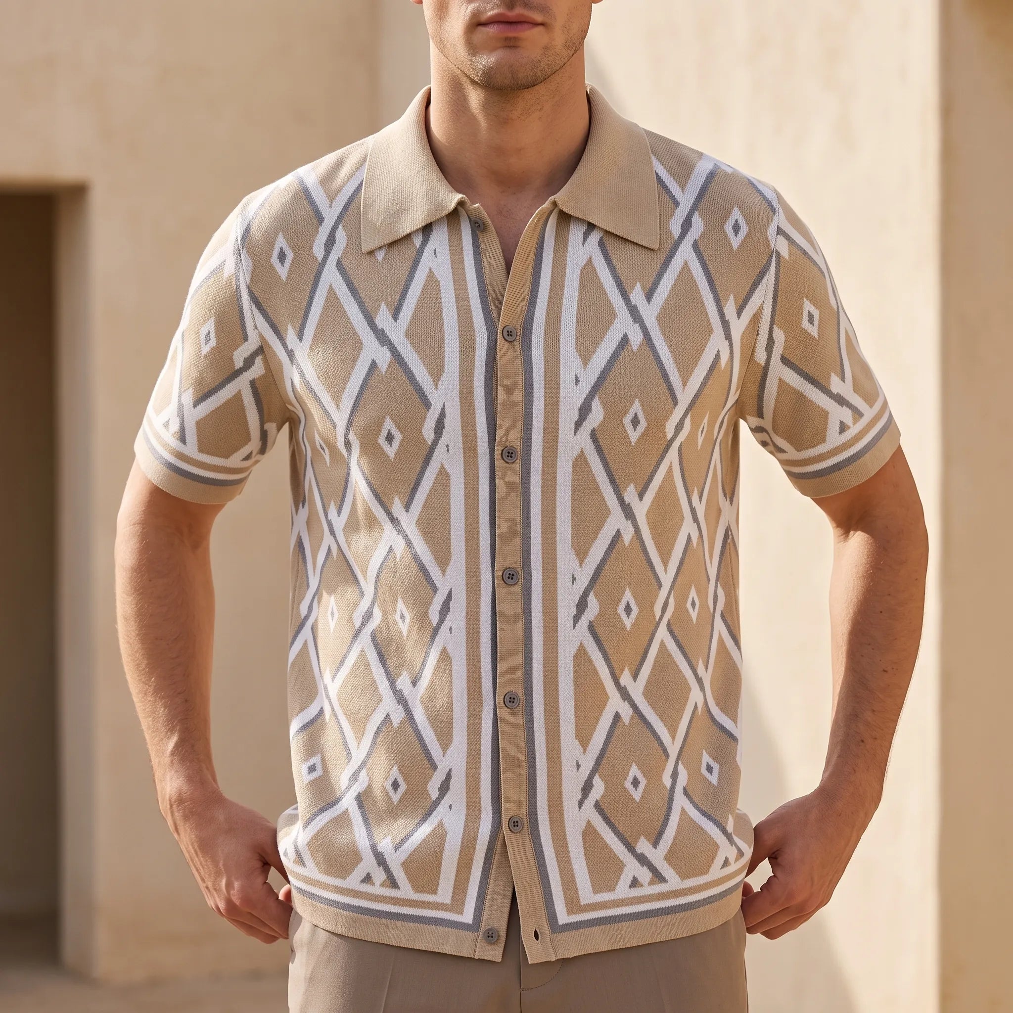 Chemise à manches courtes motif géométrique | Sorties estivales
