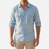 Chemise homme à manches longues décontractée | Sorties estivales décontractées