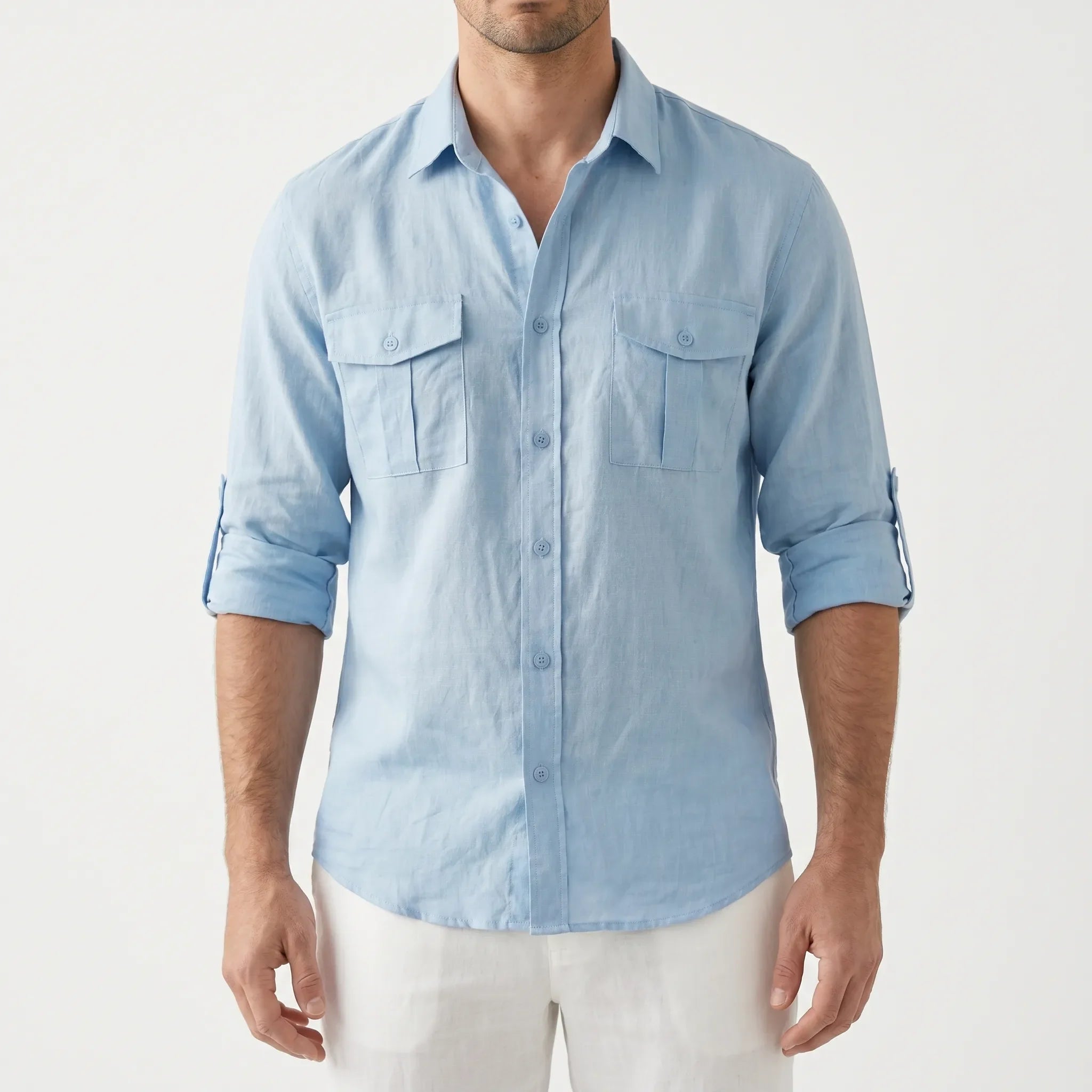 Chemise homme à manches longues décontractée | Sorties estivales décontractées