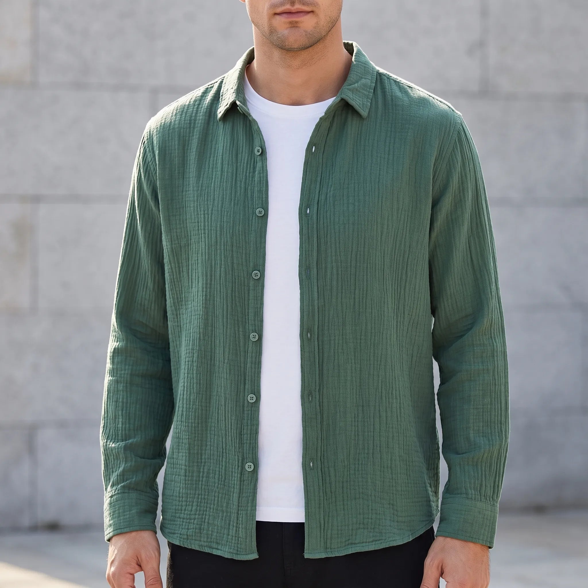 Chemise texturée à manches longues | Sorties décontractées