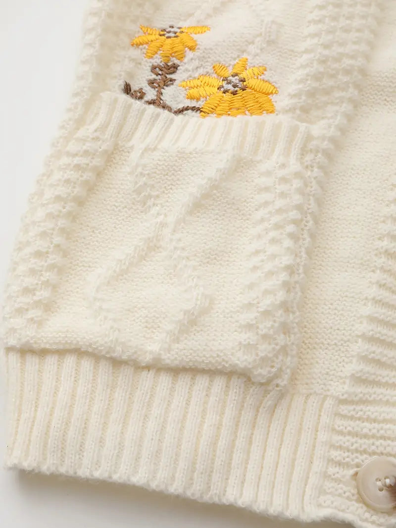 Gilet en maille oversize à motif floral | Superposition décontractée