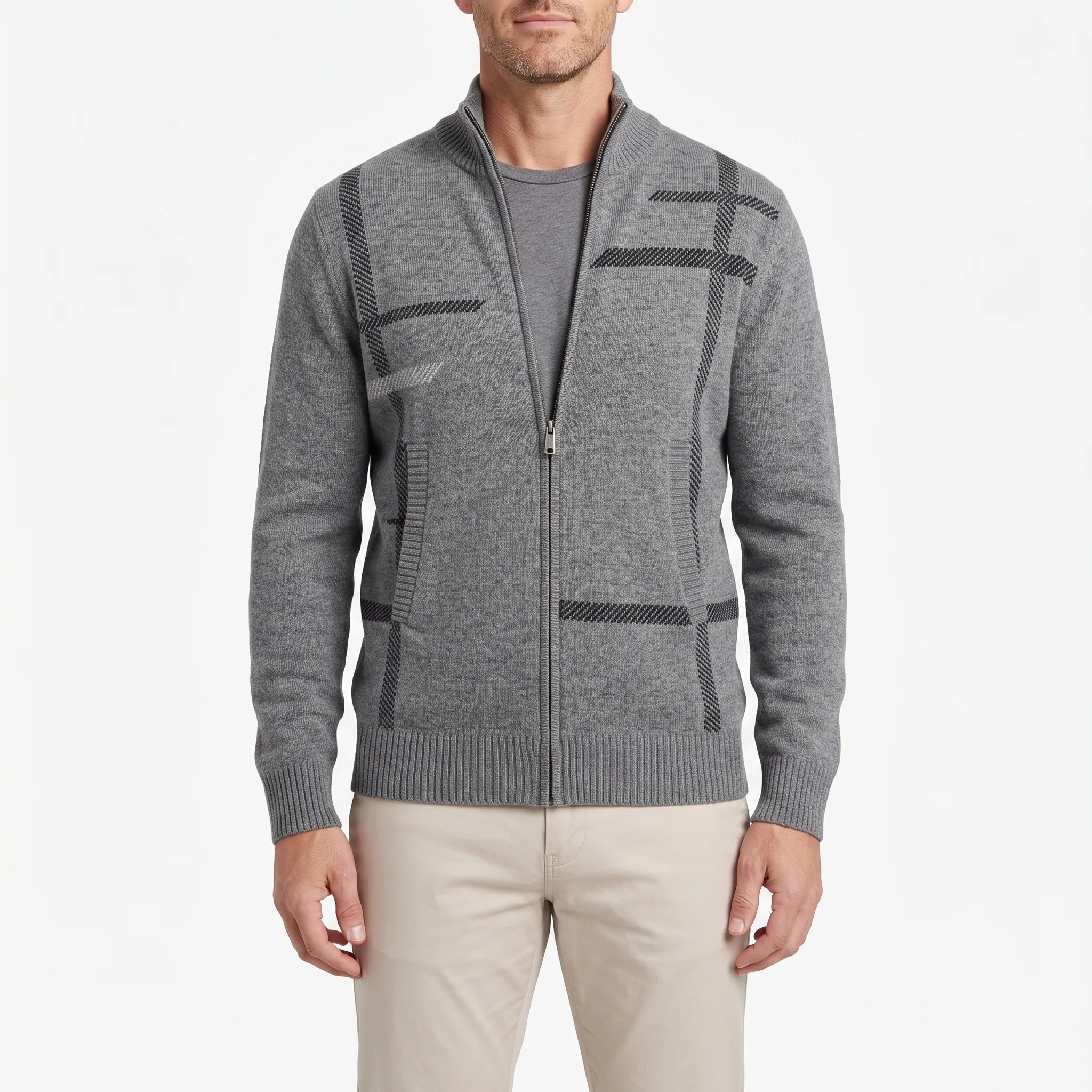 Gilet zippé à motif graphique | Superposition quotidienne
