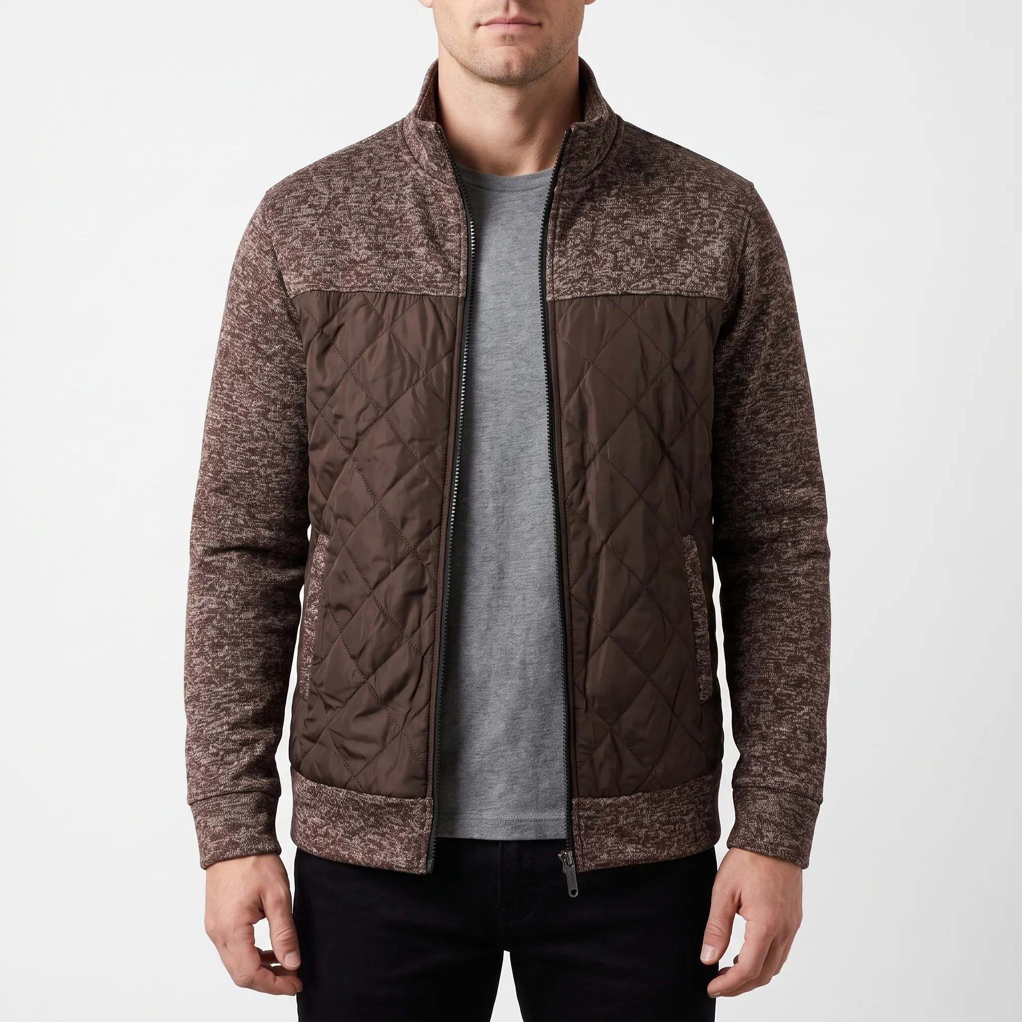 Gilet zippé homme avec panneau matelassé texturé | Sorties décontractées