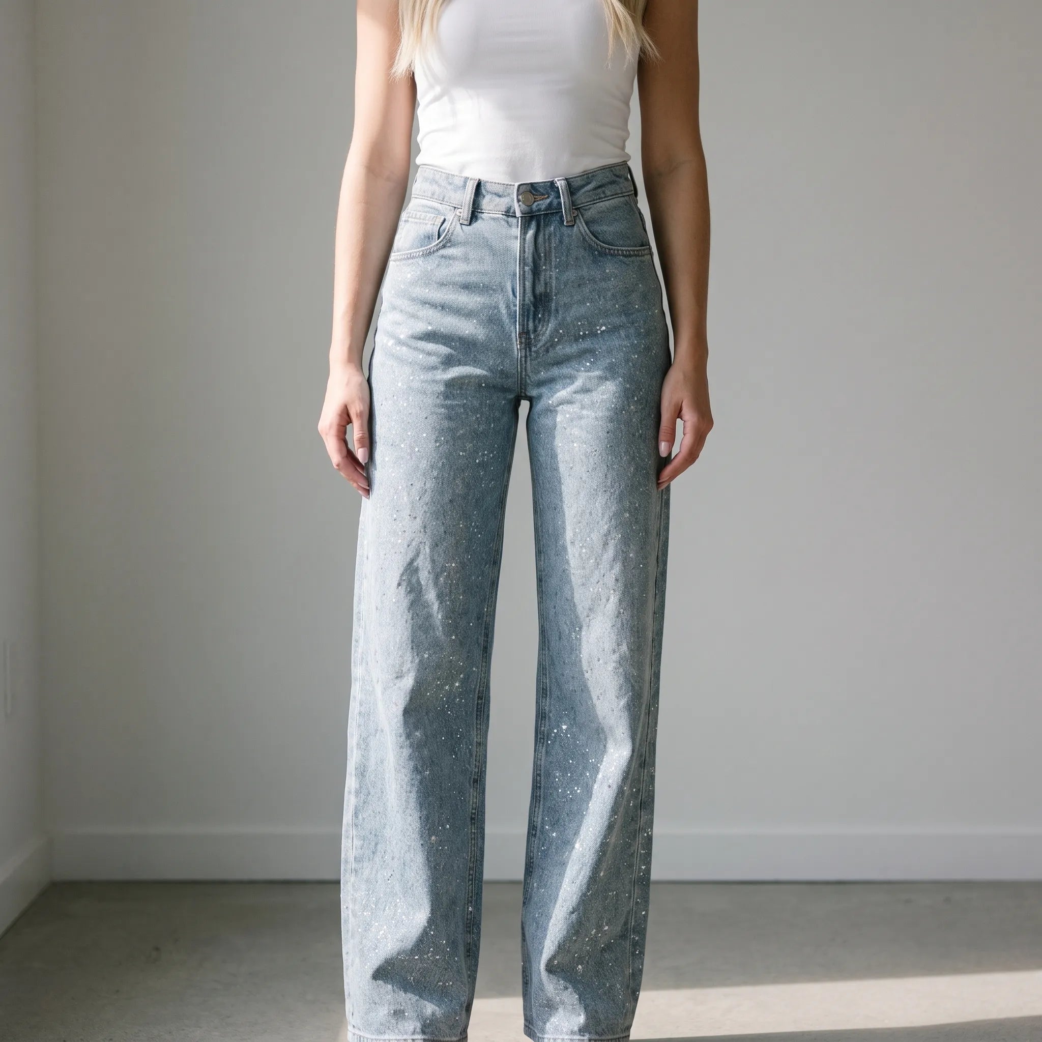 Jean femme taille haute coupe droite | Sorties décontractées
