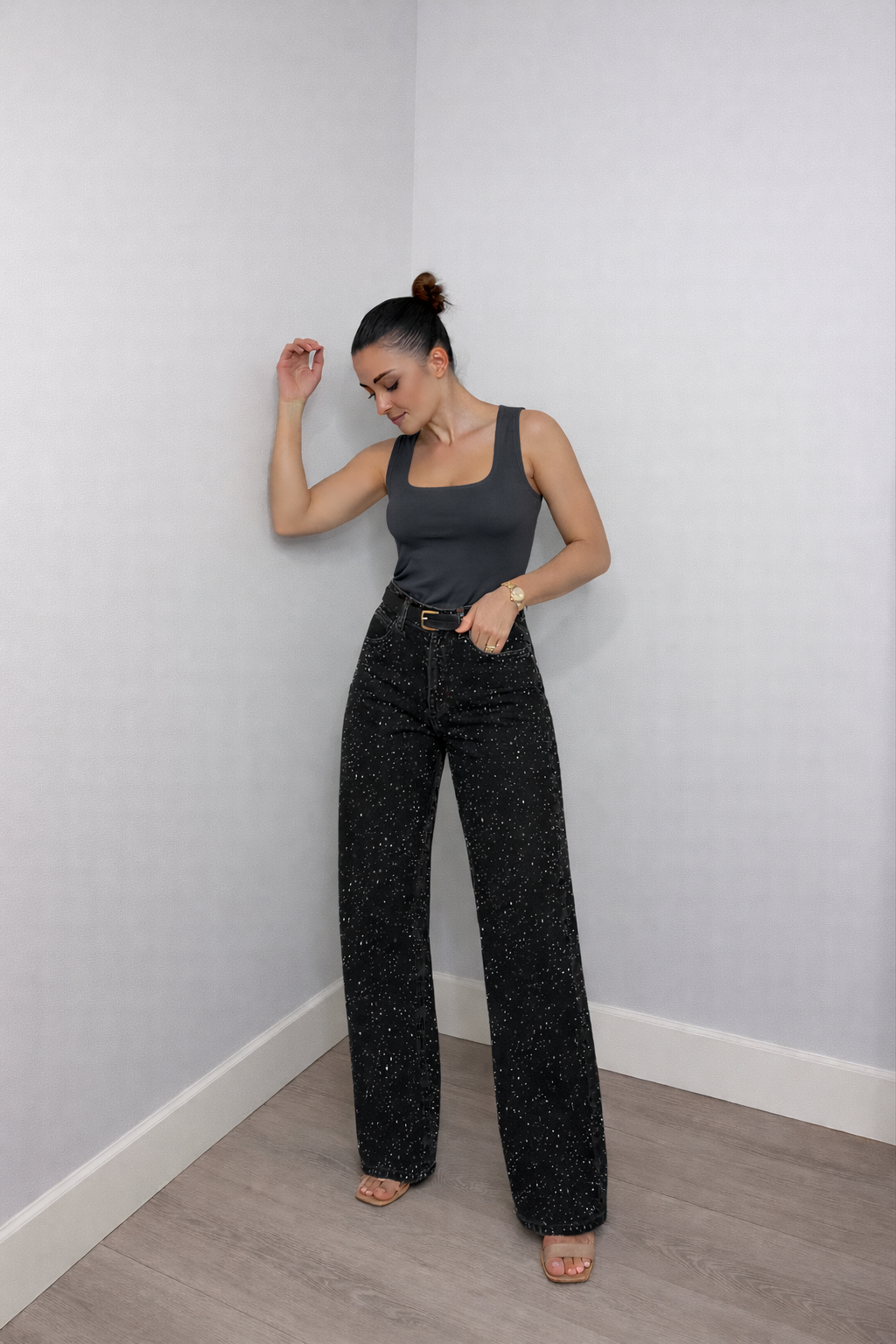 Jean femme taille haute coupe droite | Sorties décontractées