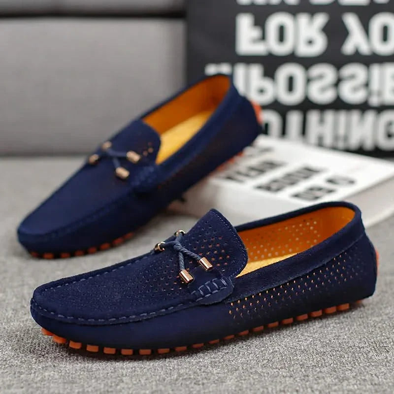 Mocassins homme | Chaussures à enfiler perforées avec détail nœud