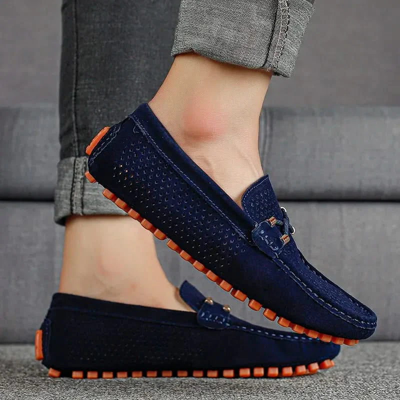 Mocassins homme | Chaussures à enfiler perforées avec détail nœud