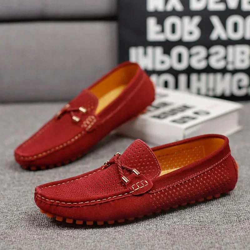 Mocassins homme | Chaussures à enfiler perforées avec détail nœud