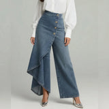 Pantalon large taille haute asymétrique | Sorties décontractées