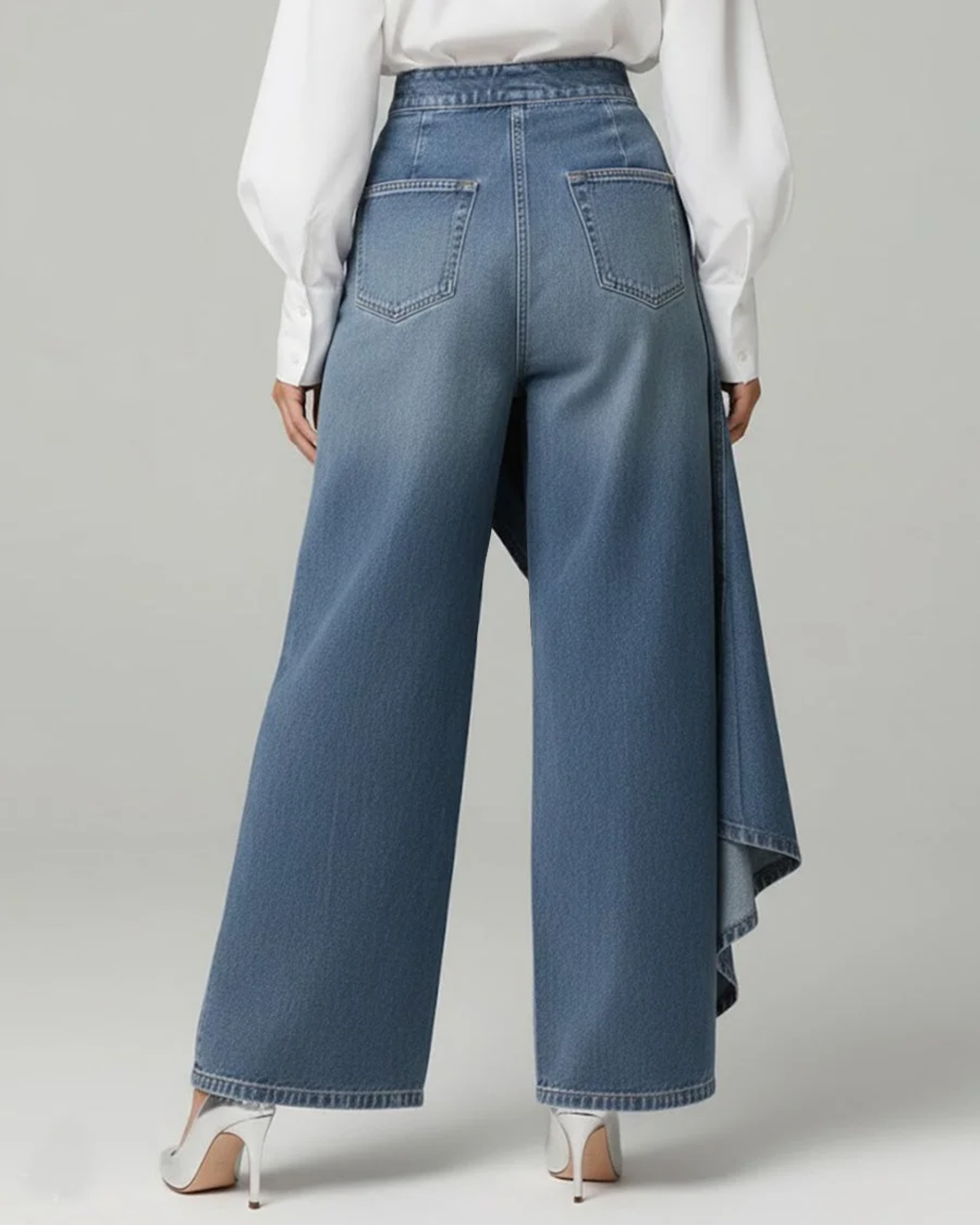 Pantalon large taille haute asymétrique | Sorties décontractées