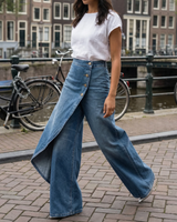 Pantalon large taille haute asymétrique | Sorties décontractées