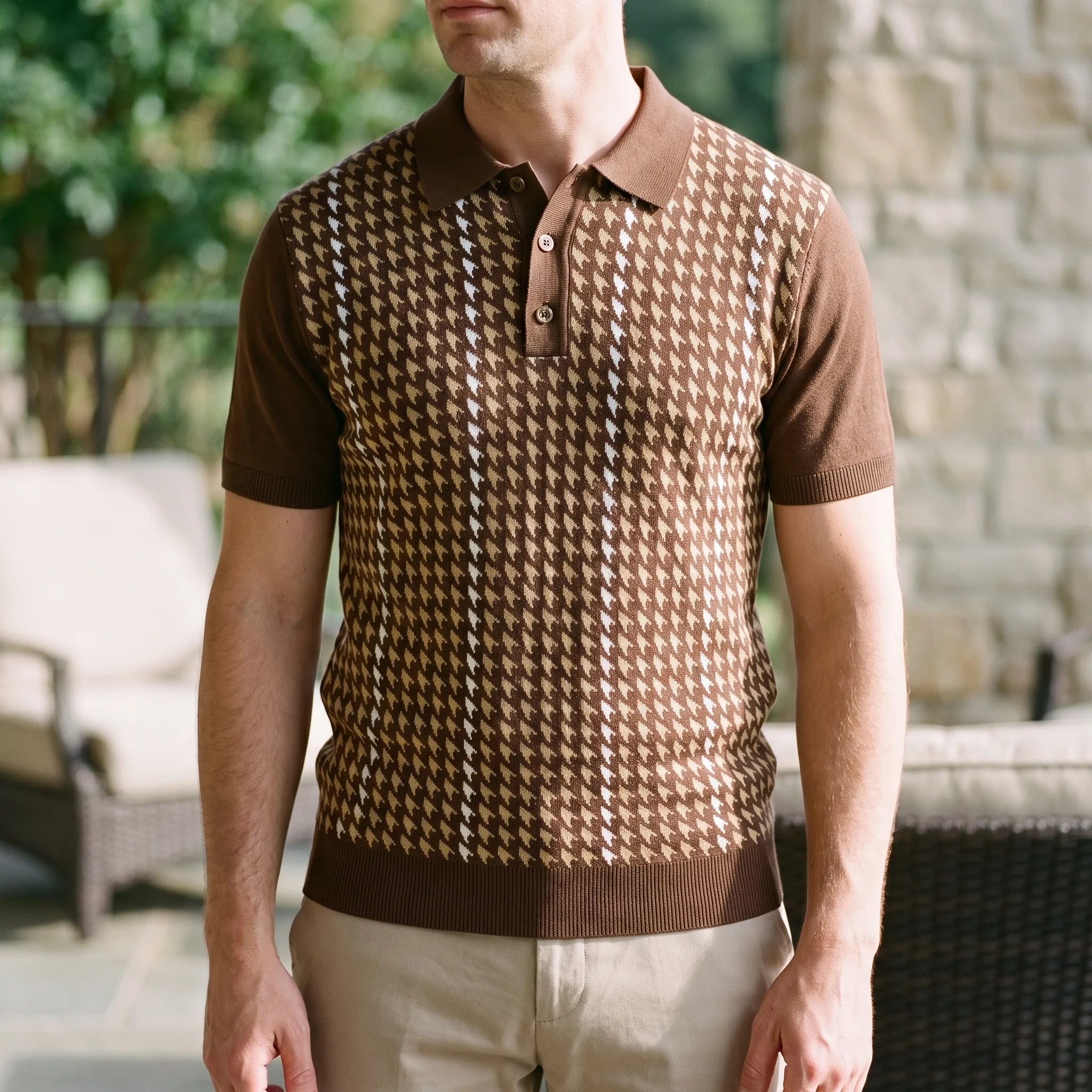 Polo homme | Polo en maille à motif rétro