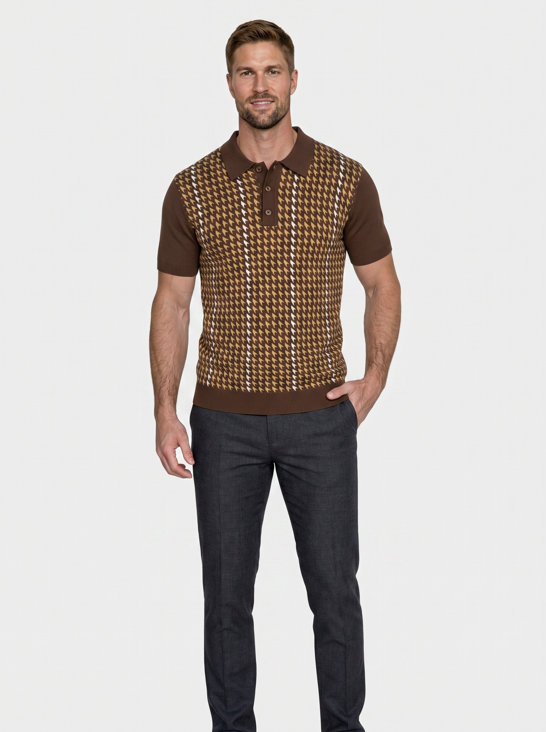 Polo homme | Polo en maille à motif rétro