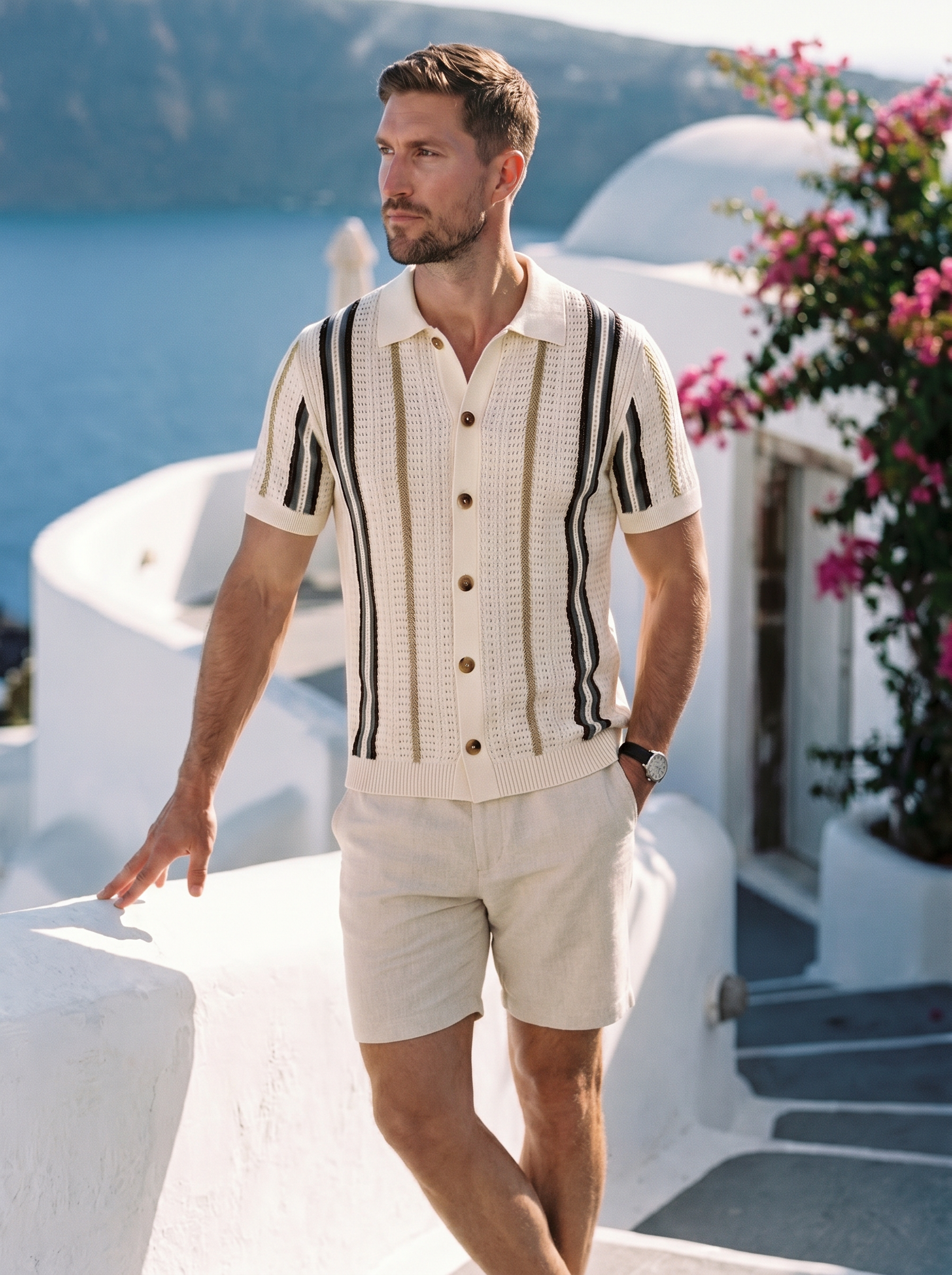 Polo homme | Polo en maille à rayures verticales