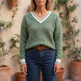 Pull col v femme à motif | Sorties décontractées