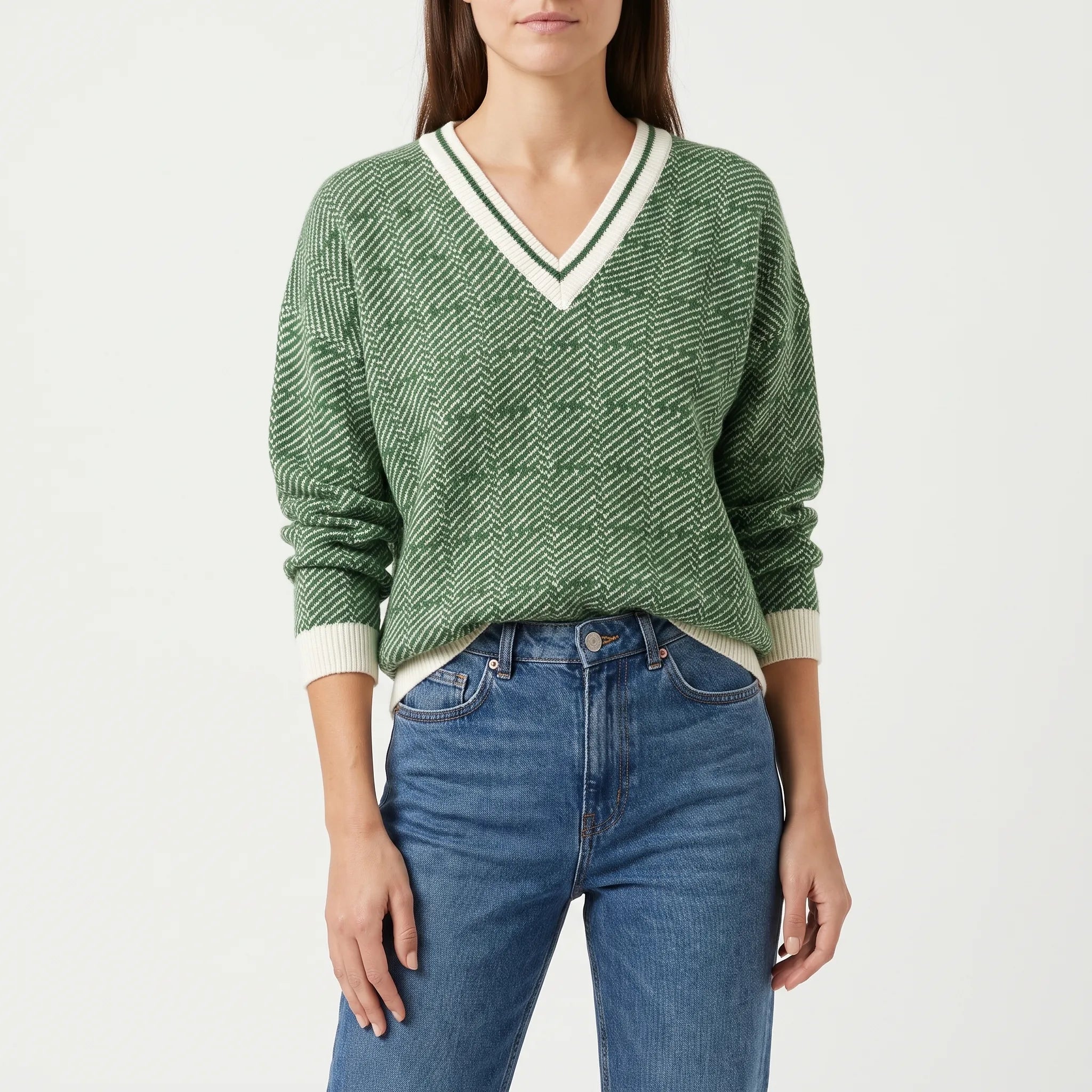 Pull col v femme à motif | Sorties décontractées