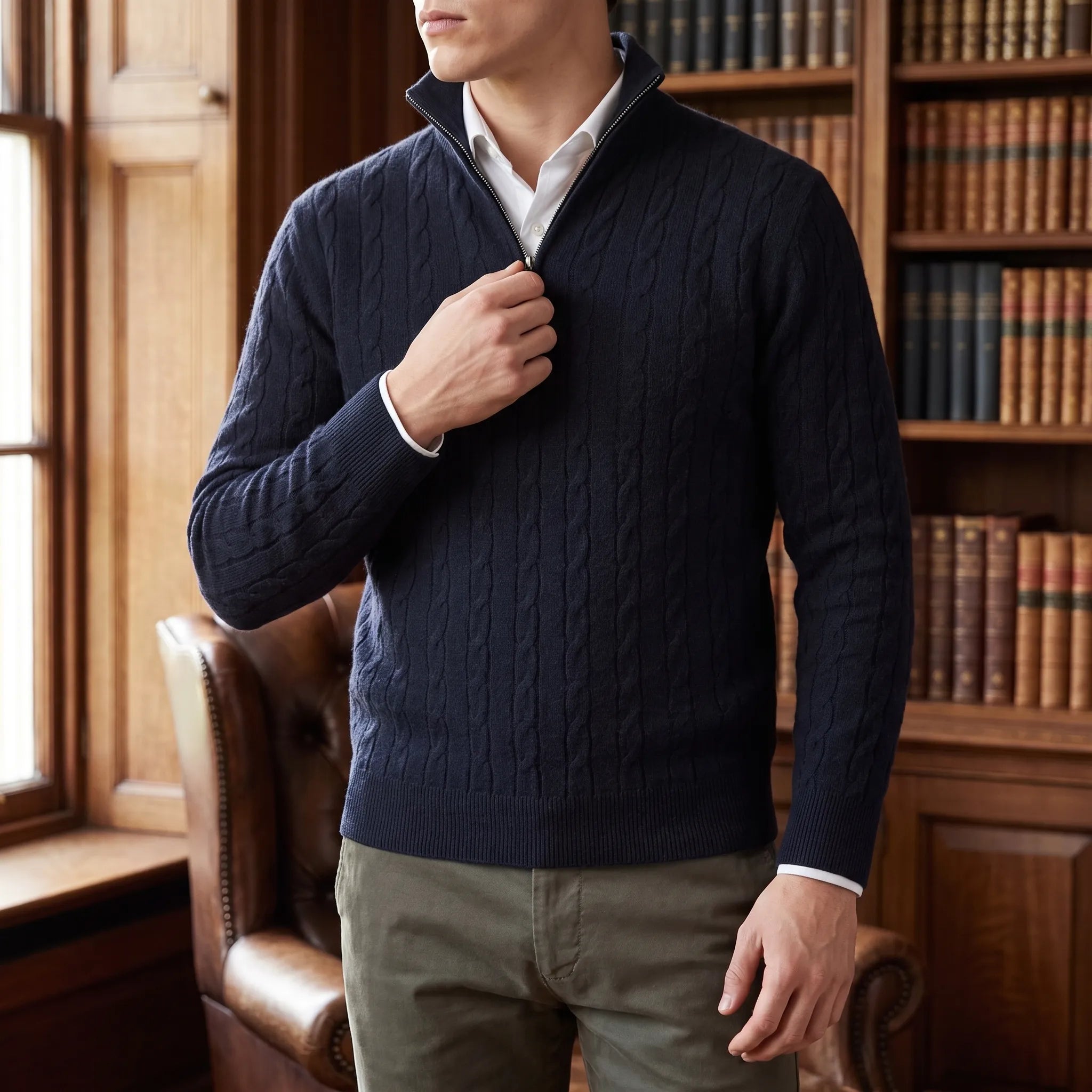 Pull col zippé homme torsadé | Sorties décontractées