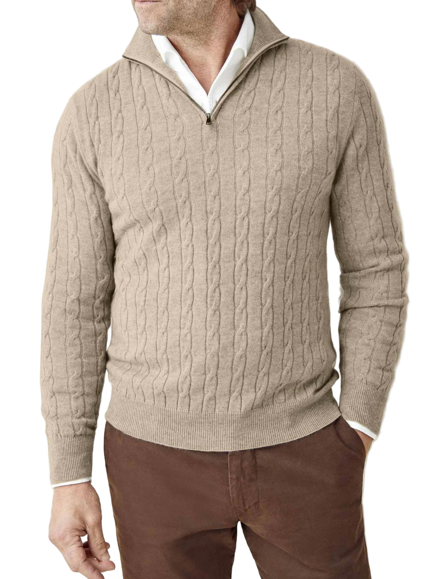 Pull col zippé homme torsadé | Sorties décontractées