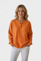 Pull en maille décontracté à col boutonné | Détente à la maison