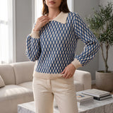 Pull femme chic à col contrastant | Sorties décontractées