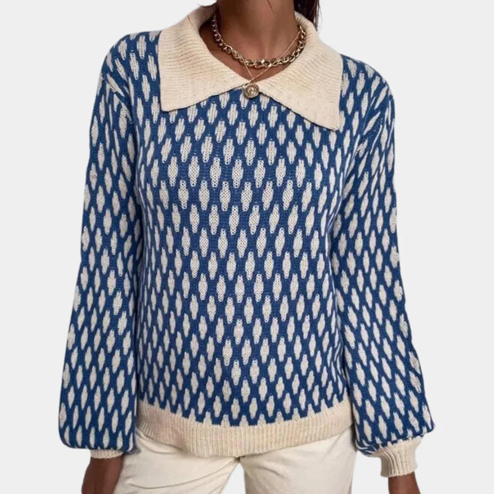 Pull femme chic à col contrastant | Sorties décontractées
