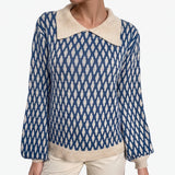 Pull femme chic à col contrastant | Sorties décontractées