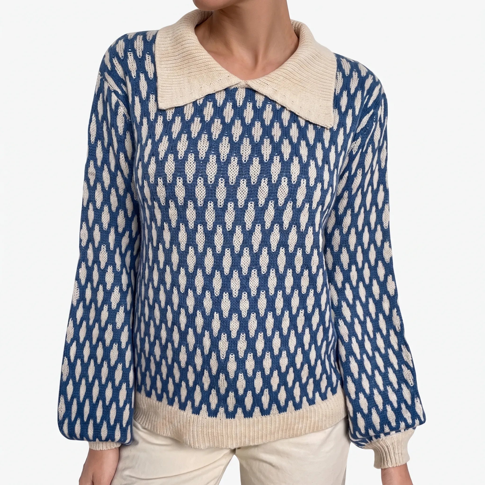 Pull femme chic à col contrastant | Sorties décontractées