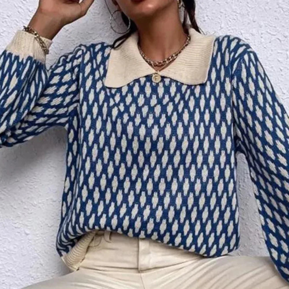 Pull femme chic à col contrastant | Sorties décontractées