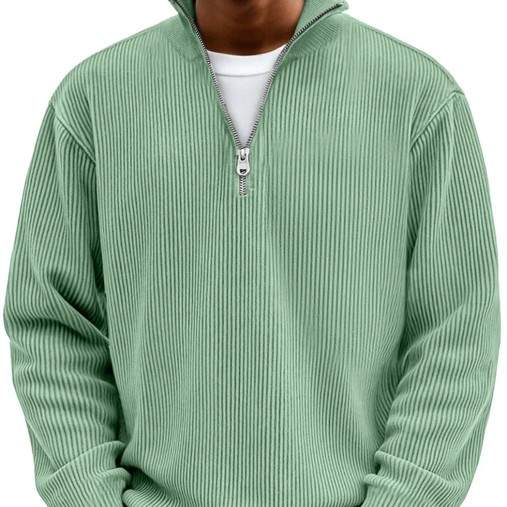 Pull nervuré à demi-zip | Superposition quotidienne
