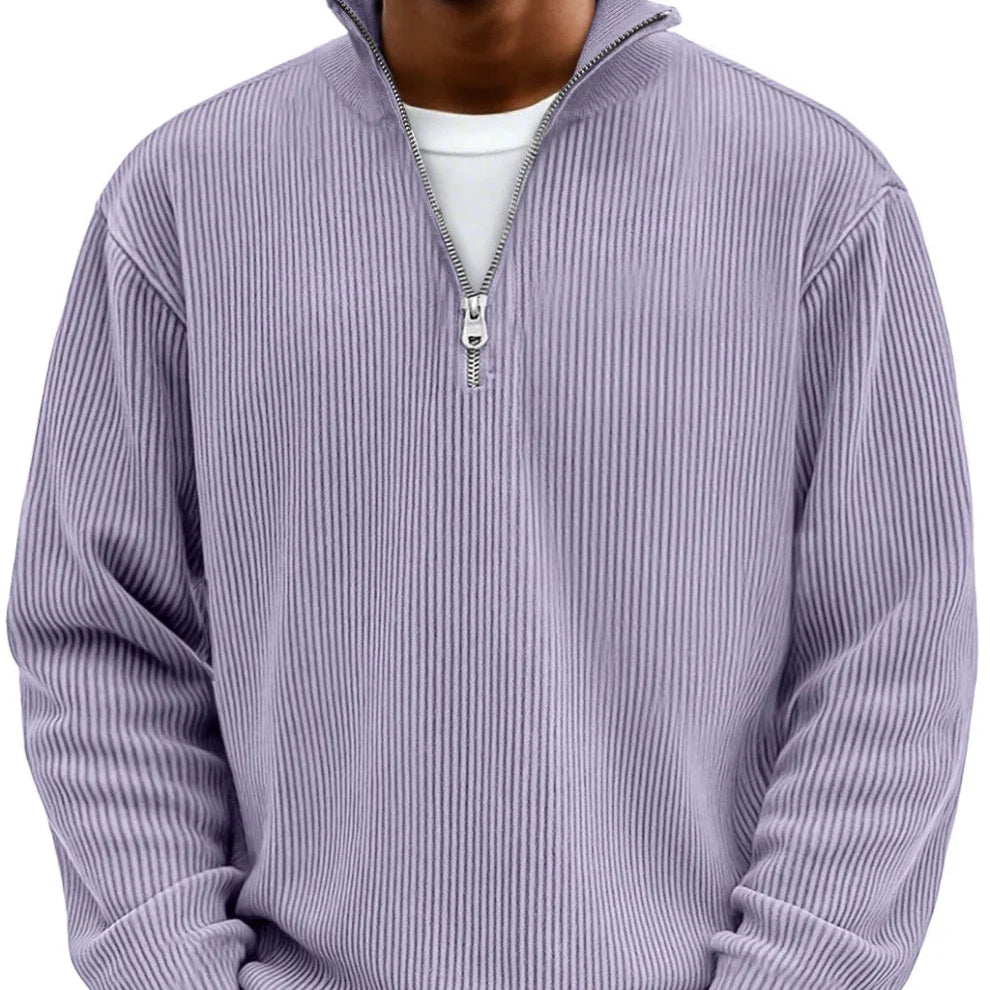 Pull nervuré à demi-zip | Superposition quotidienne