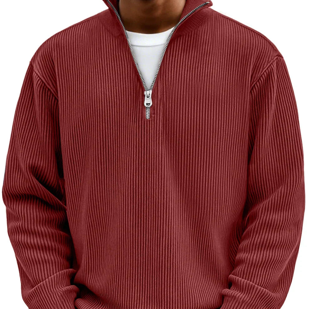 Pull nervuré à demi-zip | Superposition quotidienne