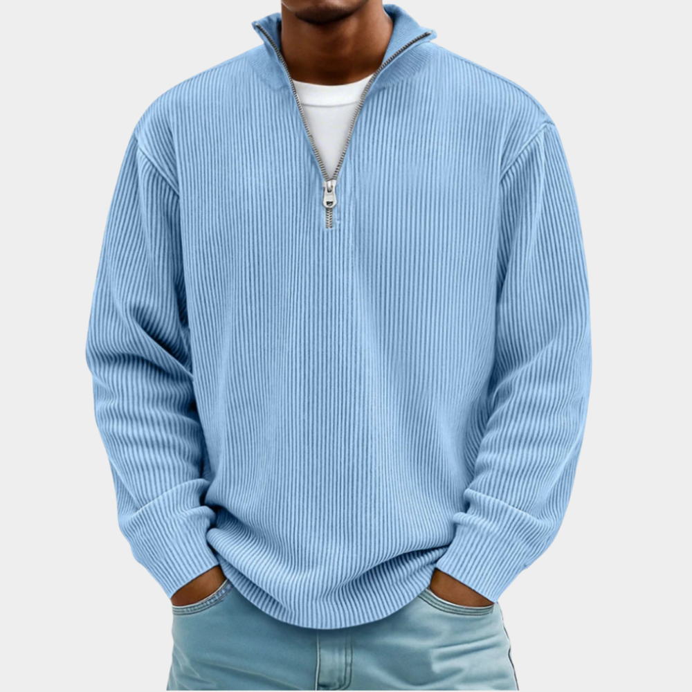 Pull nervuré à demi-zip | Superposition quotidienne