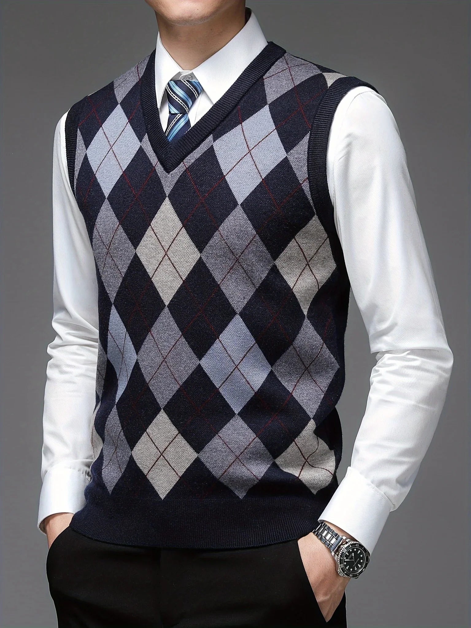 Pull sans manches à col en v | Tenue de bureau