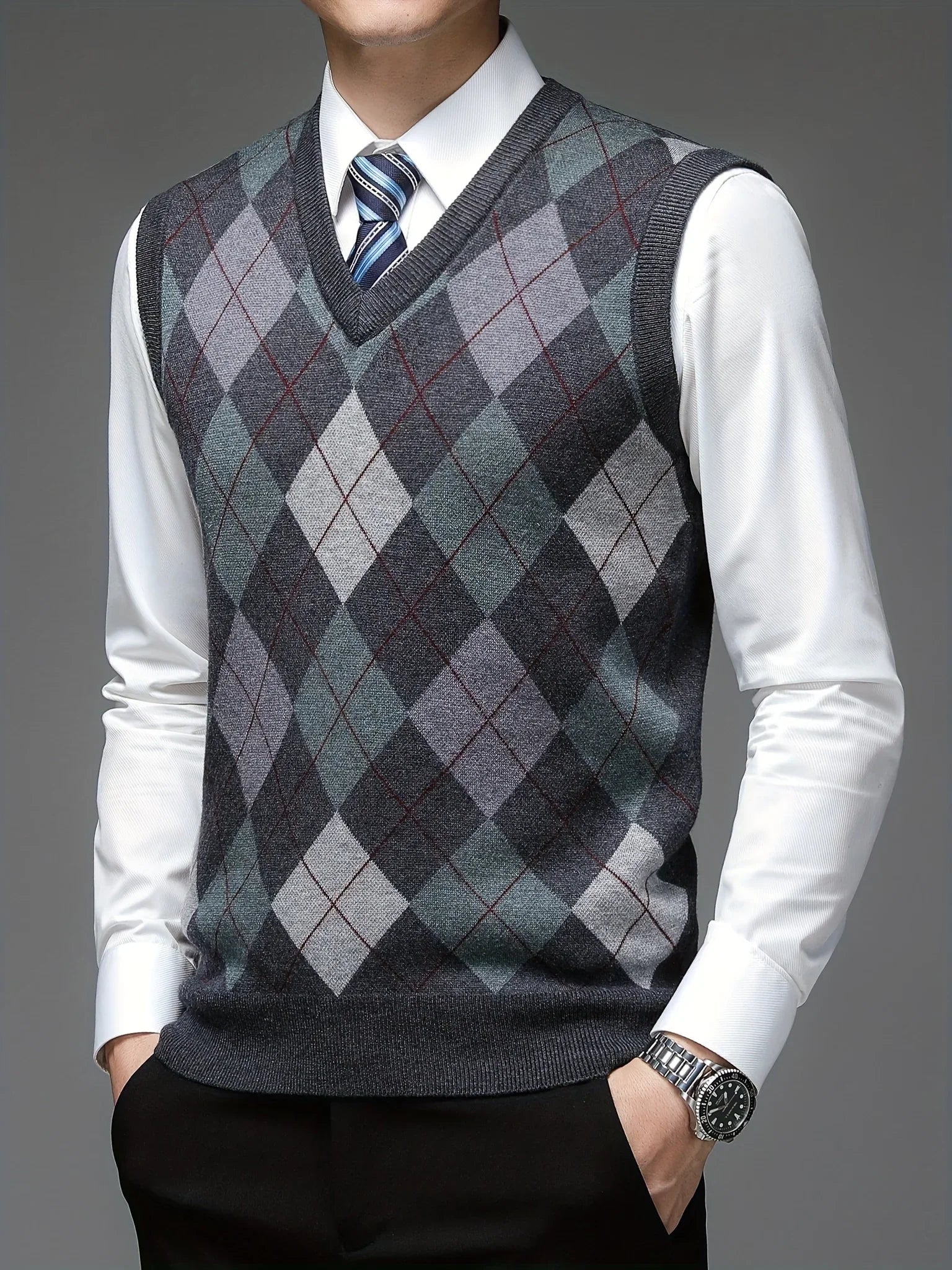 Pull sans manches à col en v | Tenue de bureau