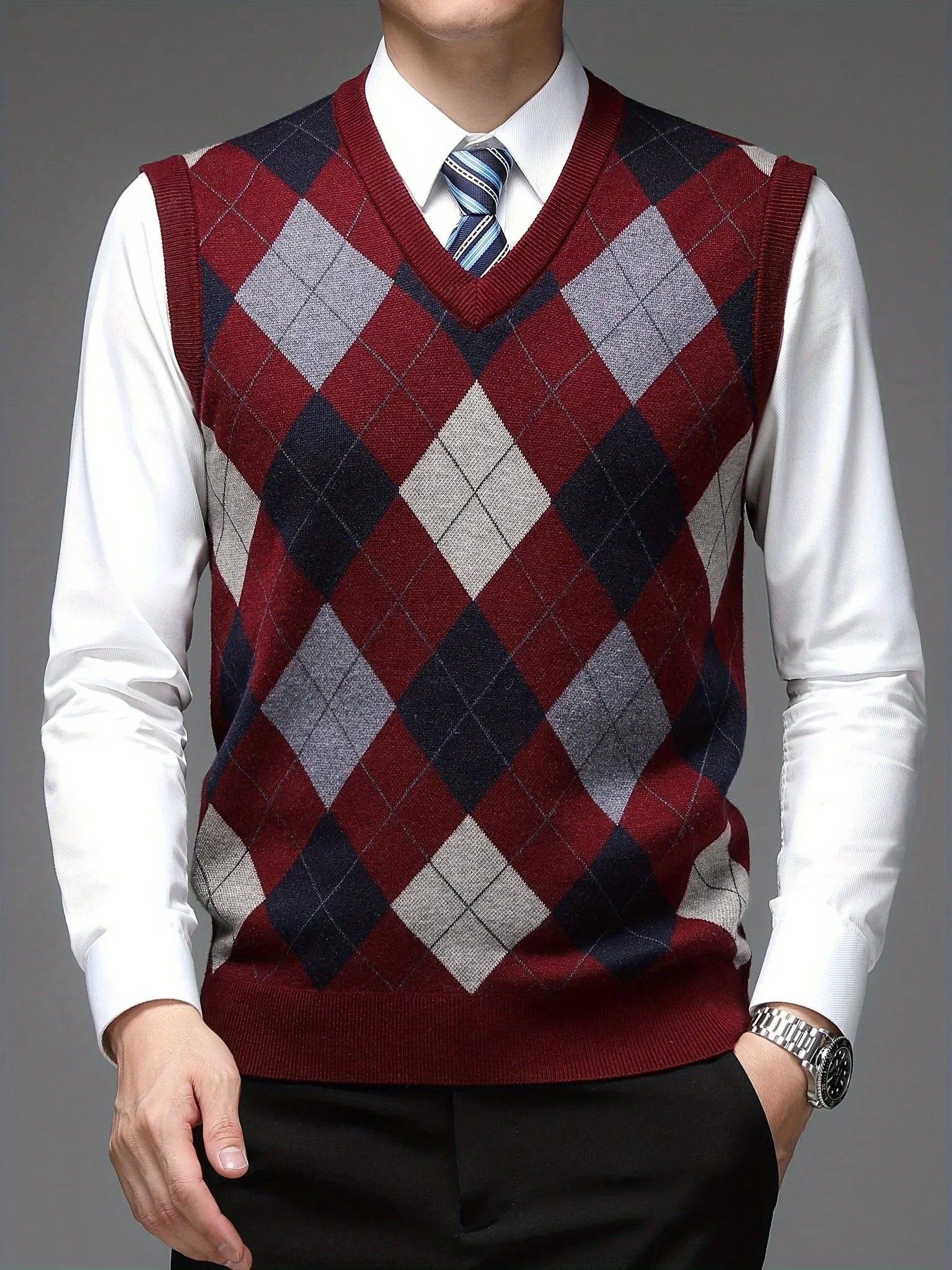 Pull sans manches à col en v | Tenue de bureau