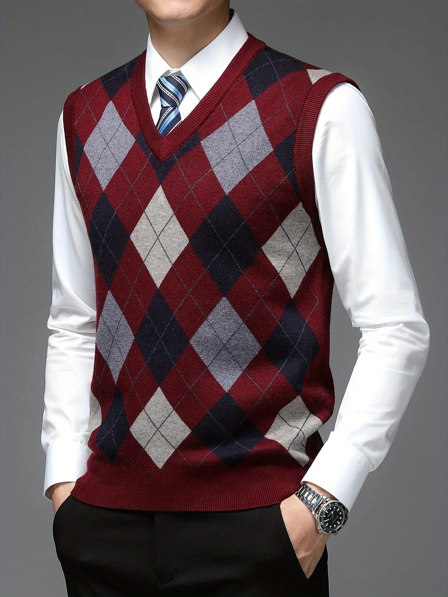 Pull sans manches à col en v | Tenue de bureau