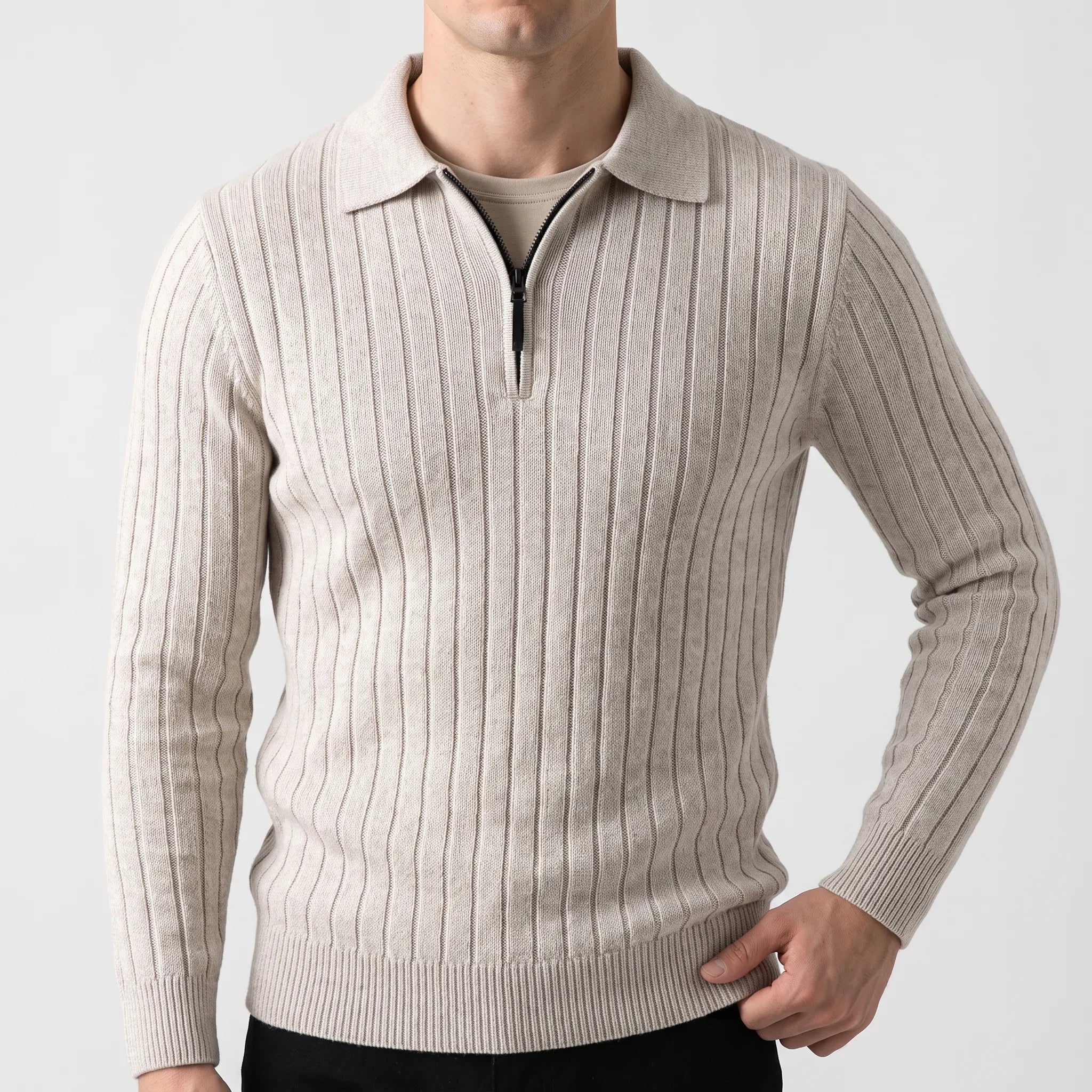 Pull zippé homme en maille côtelée | Tenues de bureau