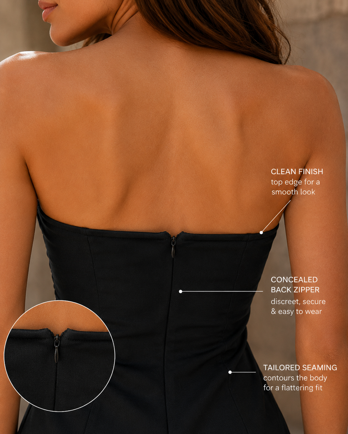 Robe bustier noire de soirée | Sorties en soirée