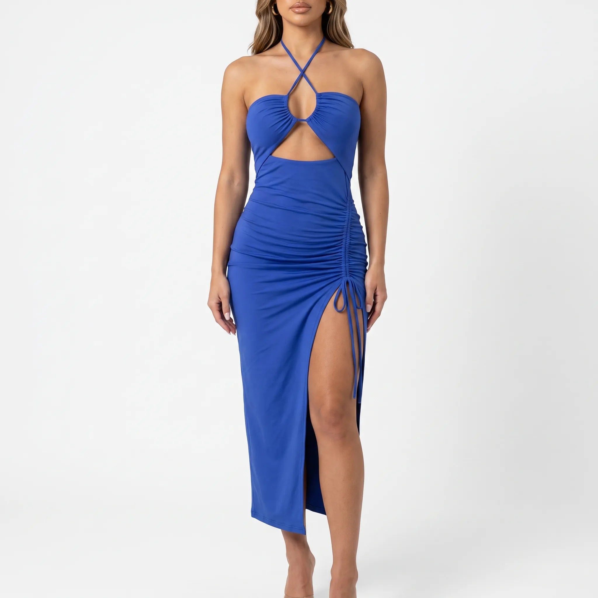 Robe de soirée longue froncée | Sorties en soirée