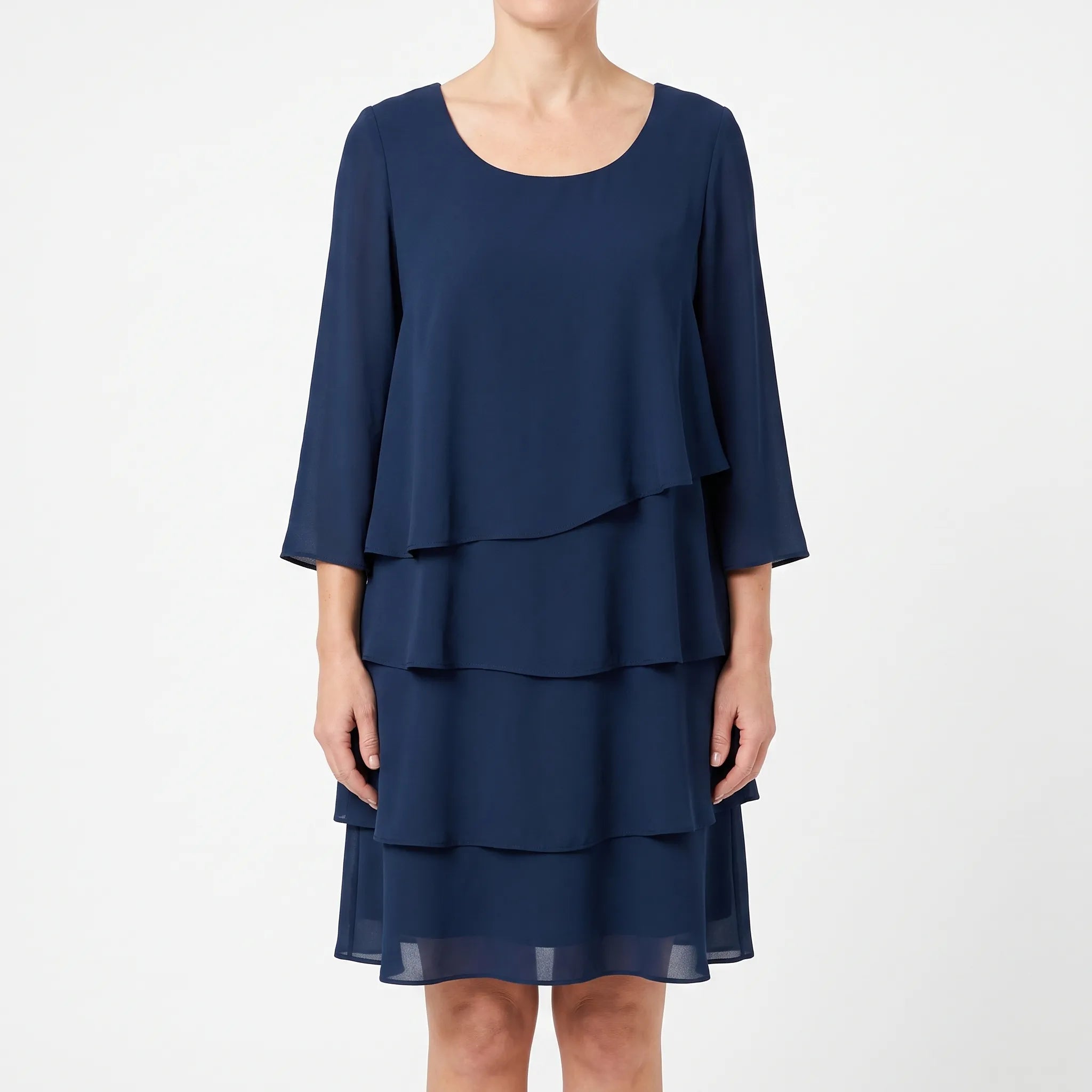 Robe femme | Robe élégante à volants et col rond