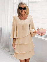 Robe femme | Robe élégante à volants et col rond