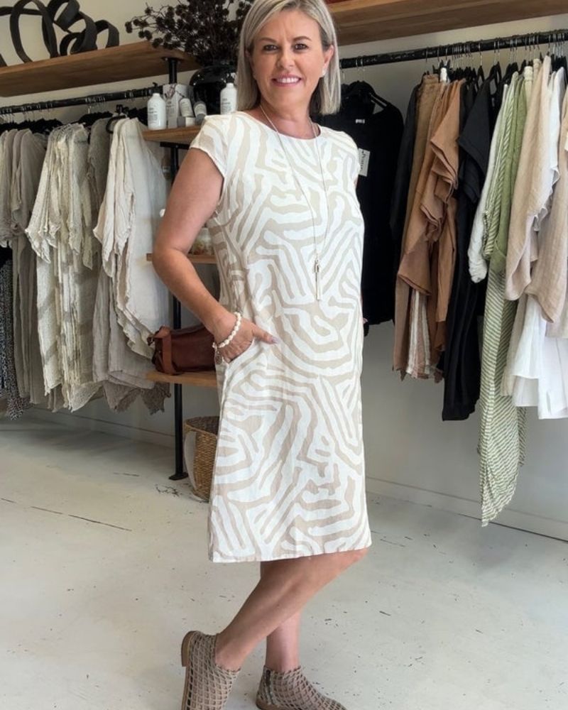 Robe femme | Robe midi imprimée décontractée