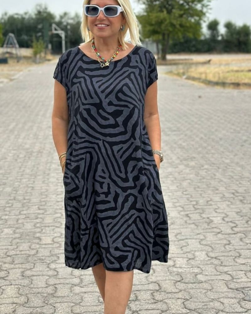 Robe femme | Robe midi imprimée décontractée